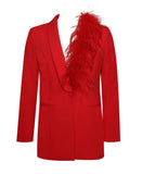 YASMIN SUIT FEATHER TRIM BLAZER