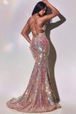 FITTED IRIDESCENT SEQUIN MAXI GOWN