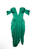 DEEP V GREEN MIDI DRESS