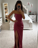 CORSET OFF SHOULDER SATIN GOWN