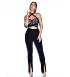 HALTER LACE JUMPSUIT