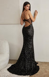 FITTED CUT OUT SEQUIN GOWN