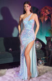 ONE SHOULDER FITTED SEQUIN GOWN