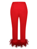 YASMIN SUIT FEATHER TRIM TROUSERS