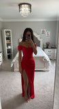 CORSET OFF SHOULDER SATIN GOWN