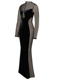 ROBE LONGUE EN MAILLE DE VELOURS NOIR