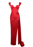 RED SWEETHEART SATIN GOWN