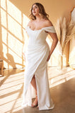 OFF WHITE CORSET OFF SHOULDER SATIN GOWN