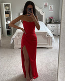 CORSET OFF SHOULDER SATIN GOWN