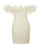 FIONA WHITE FEATHER CORSET MINI DRESS