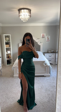 EMERALD SATIN GOWN