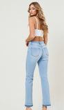 FADED HEM STRAIGHT LEG JEANS