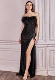 FUR SEQUIN GOWN