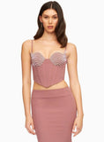 DOLLEY MAUVE CRYSTAL CORSET TOP