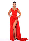 RED SWEETHEART SATIN GOWN