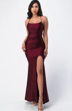 BURGUNDY SATIN GOWN