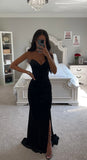 VELVET STRAPLESS FITTED GOWN