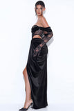 TESSA BLACK LACE VELVET GOWN