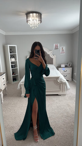 LONG SLEEVE SATIN MAXI GOWN