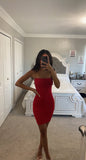 RED TUBE TOP MINI DRESS