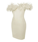 FIONA WHITE FEATHER CORSET MINI DRESS