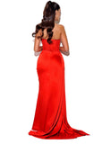 LUNA RED CORSET SLIT GOWN