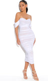 ERIN RUCHED MIDI DRESS