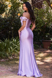 LAVENDER SATIN PUFF SLEEVE GOWN