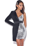 HALF SHINY HALF BLAZER MINI DRESS