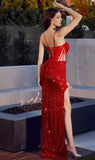 FITTED SEQUIN CUT OUT GOWN