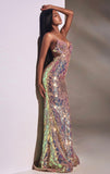 FITTED IRIDESCENT SEQUIN MAXI GOWN