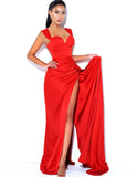 RED SWEETHEART SATIN GOWN