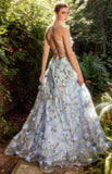 FLOWERET BACKLESS A LINE GOWN