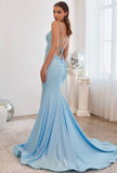 STRETCH MERMAID LACE BACK GOWN