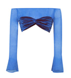 ROYAL BLUE VELVET CROP TOP