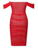 RANA RED MESH MIDI DRESS