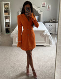 FUR SLEEVE BLAZER DRESS