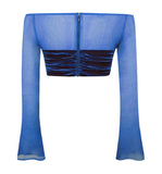 ROYAL BLUE VELVET CROP TOP