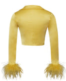 FEATHER TRIM SATIN TOP