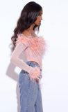 FEATHER CORSET LONG SLEEVE TOP