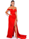 RED SWEETHEART SATIN GOWN