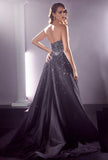 STRAPLESS JEWEL ACCENT BALL GOWN