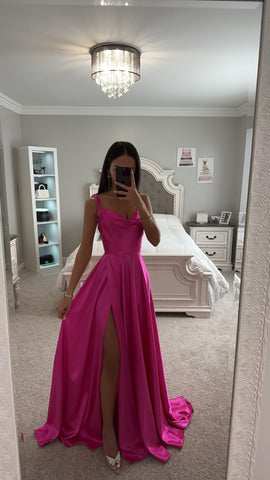 HOT PINK CINDERELLA SATIN GOWN