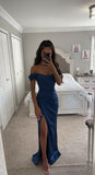 CORSET OFF SHOULDER SATIN GOWN