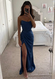 CORSET OFF SHOULDER SATIN GOWN