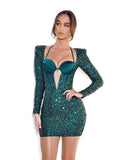 MELINA EMERALD SEQUIN DRESS