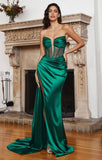 SATIN STRAPLESS CORSET GOWN