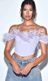 LAVENDER FEATHER TRIM CORSET TOP