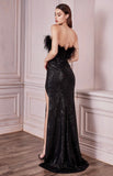 FUR SEQUIN GOWN