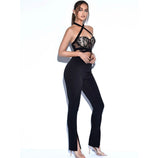 HALTER LACE JUMPSUIT